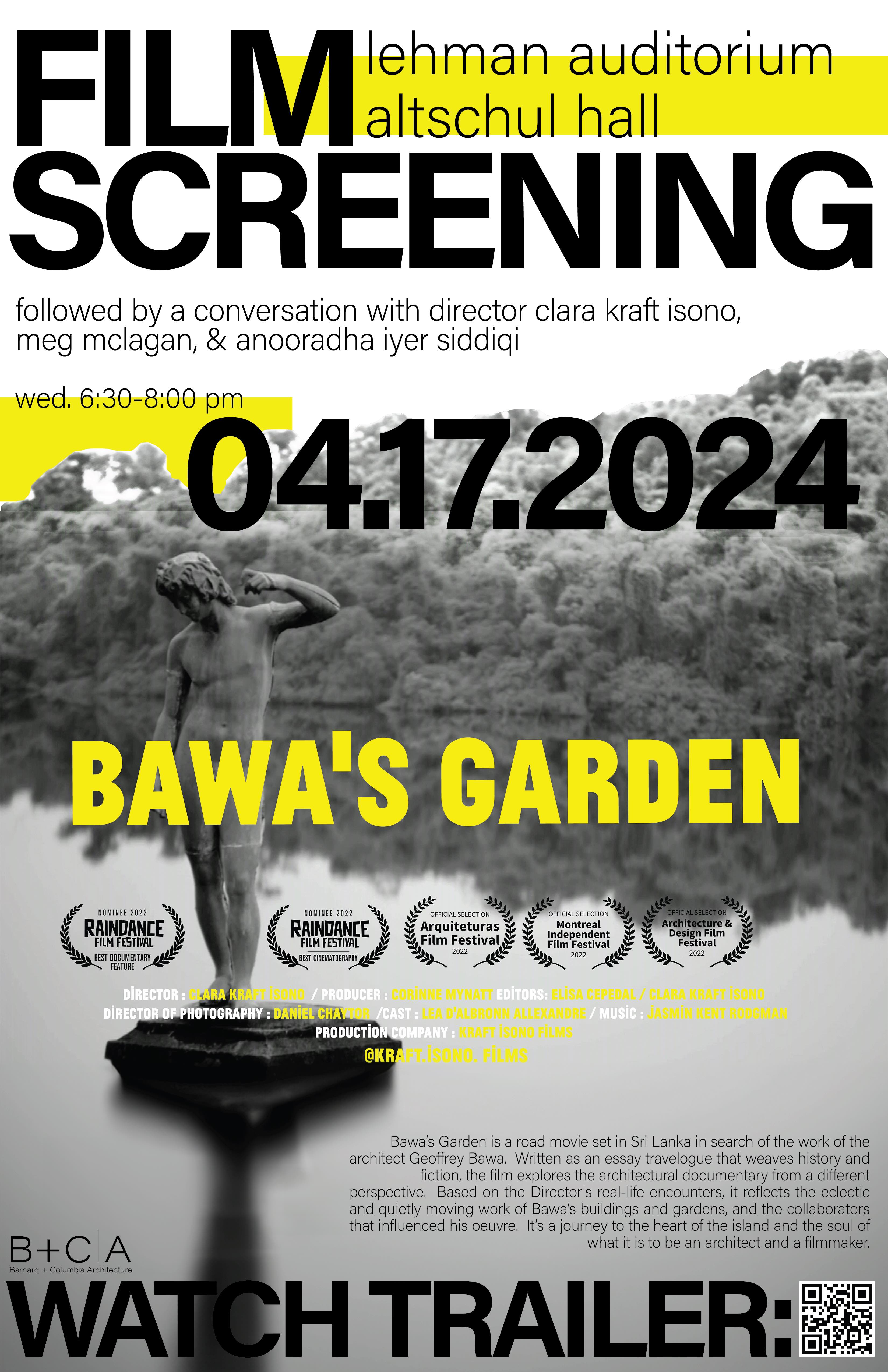 Poster for Bawa's Garden Screening Event
